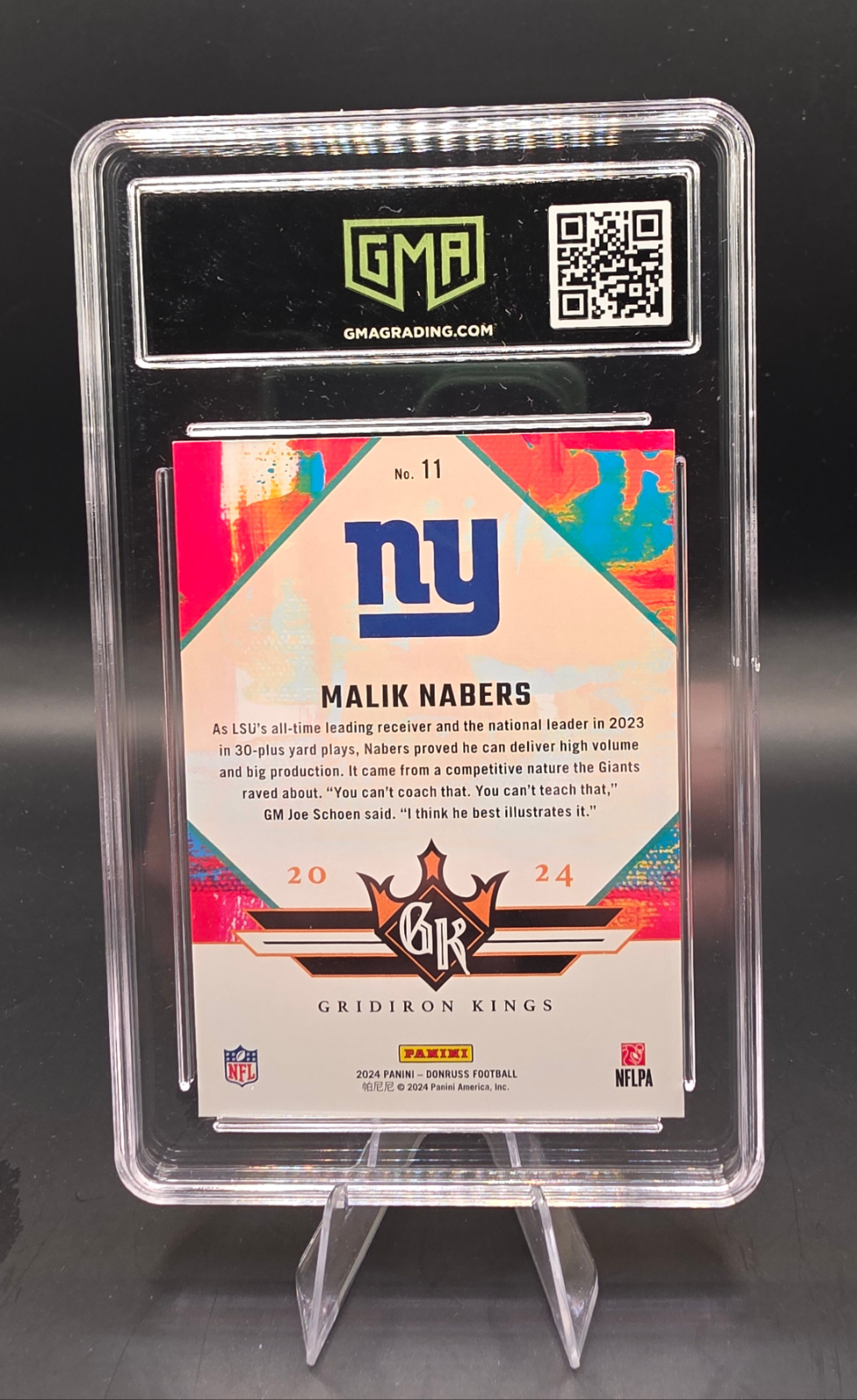 2024 Donruss Malik Nabers #11 Gridiron Kings Rookie GMA GEM MT 10
