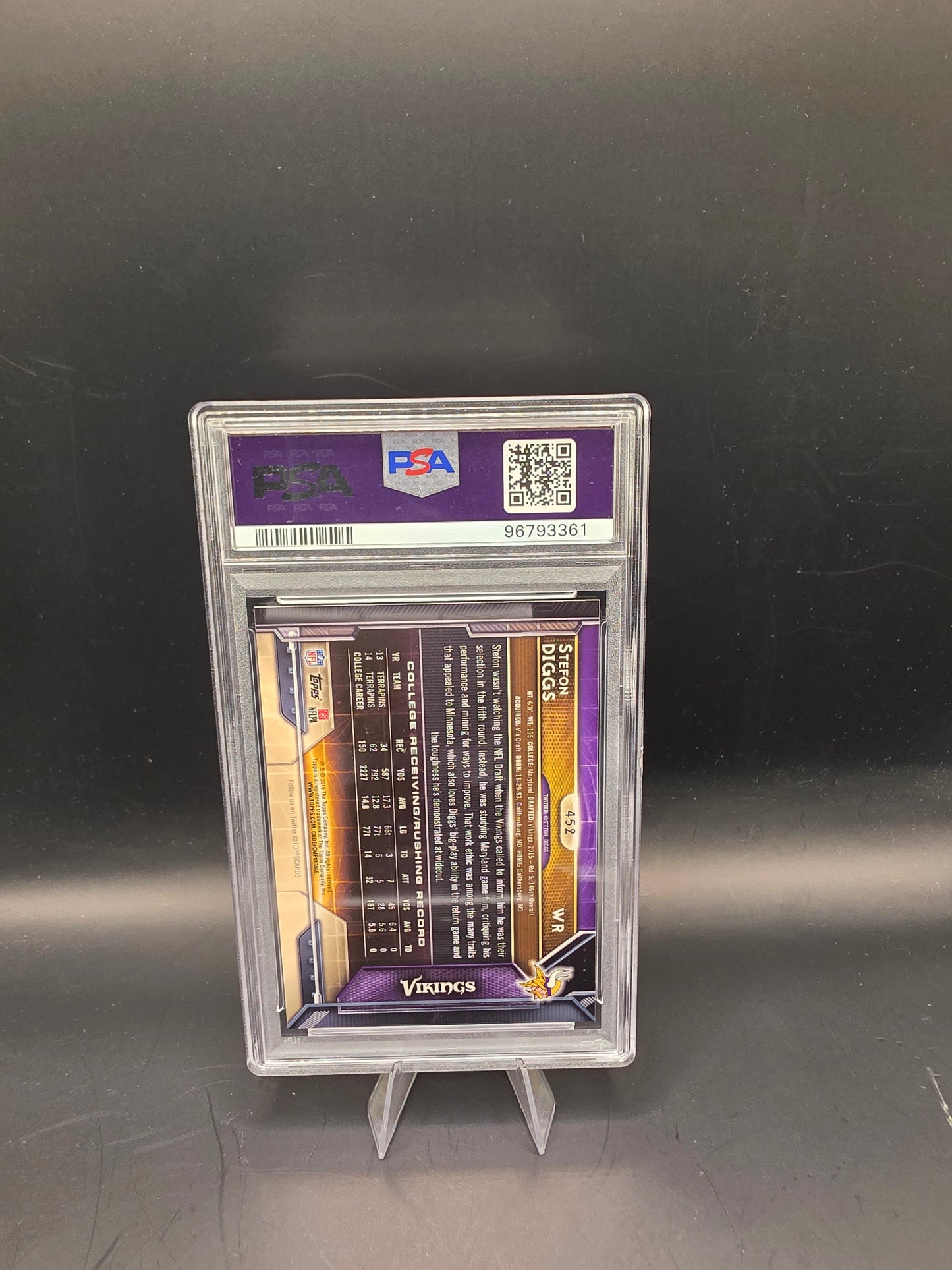 2015 Topps Stefon Diggs #452 Ball At Chest PSA GEM MT 10