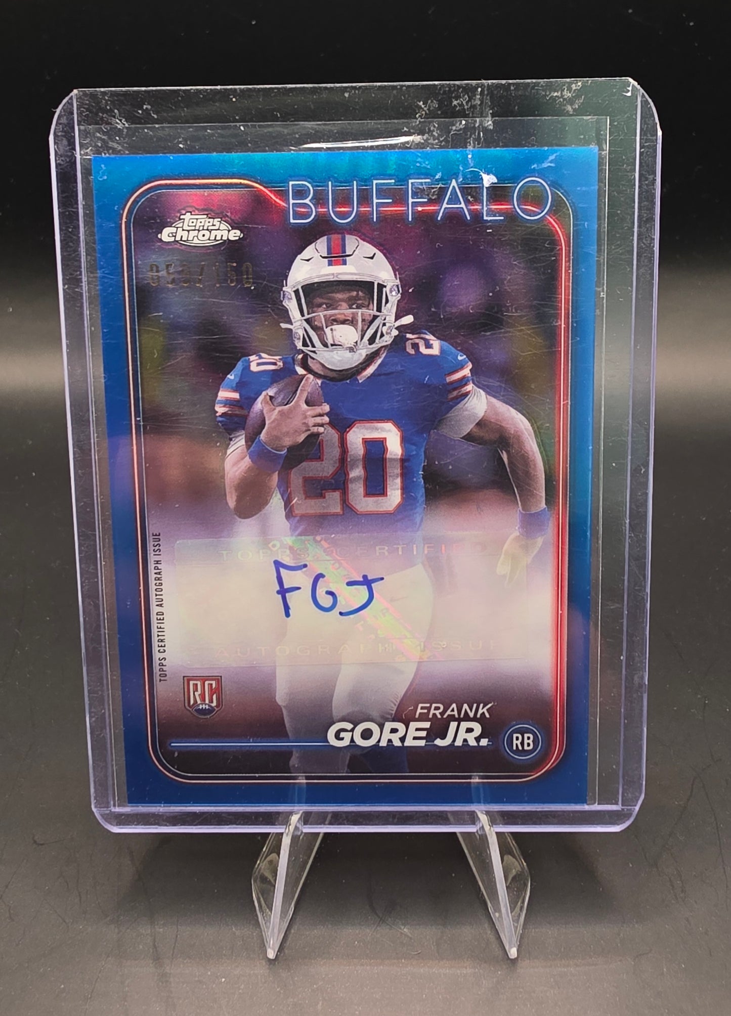 2024 Topps Chrome Autograph Variation Card Frank Gore Jr Rookie Card #RA-FGO BLUE 59/150 Gold