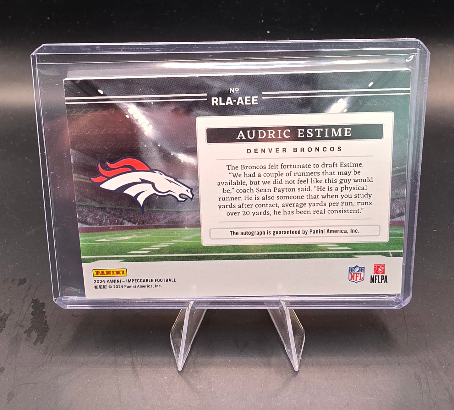 2024 Panini Impeccable Football Landscape Rookie Patch Auto No. RLA-AEE Audric Estime 30/49