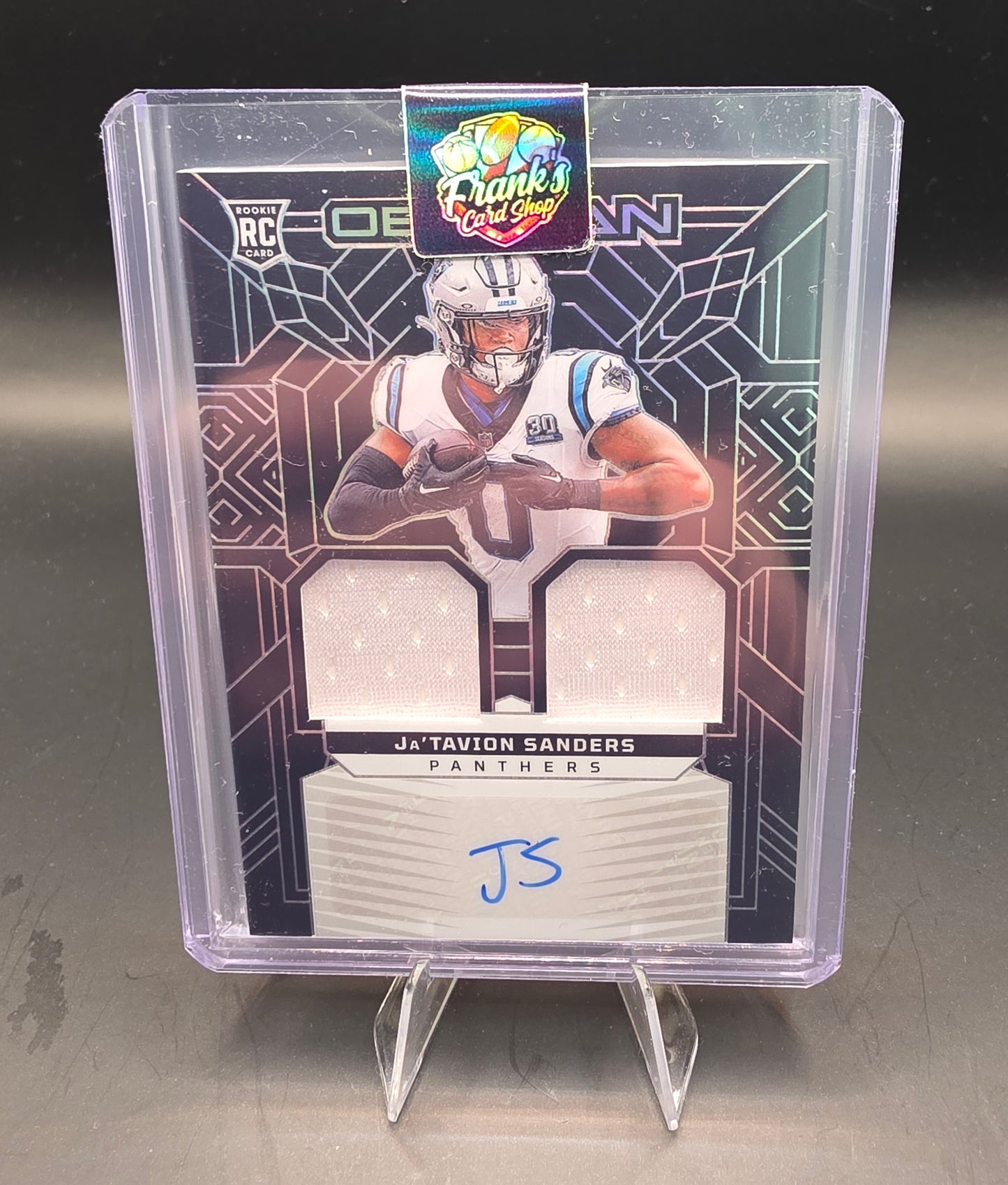 2024 Panini Obsidian Football Rookie Patch Auto No. RMI-JSS Jatavion Sanders Dual Patch 15/299