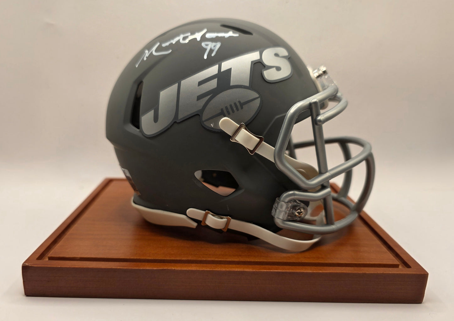 New York Jets Mark Gasteneu Signed Slate Mini Helmet