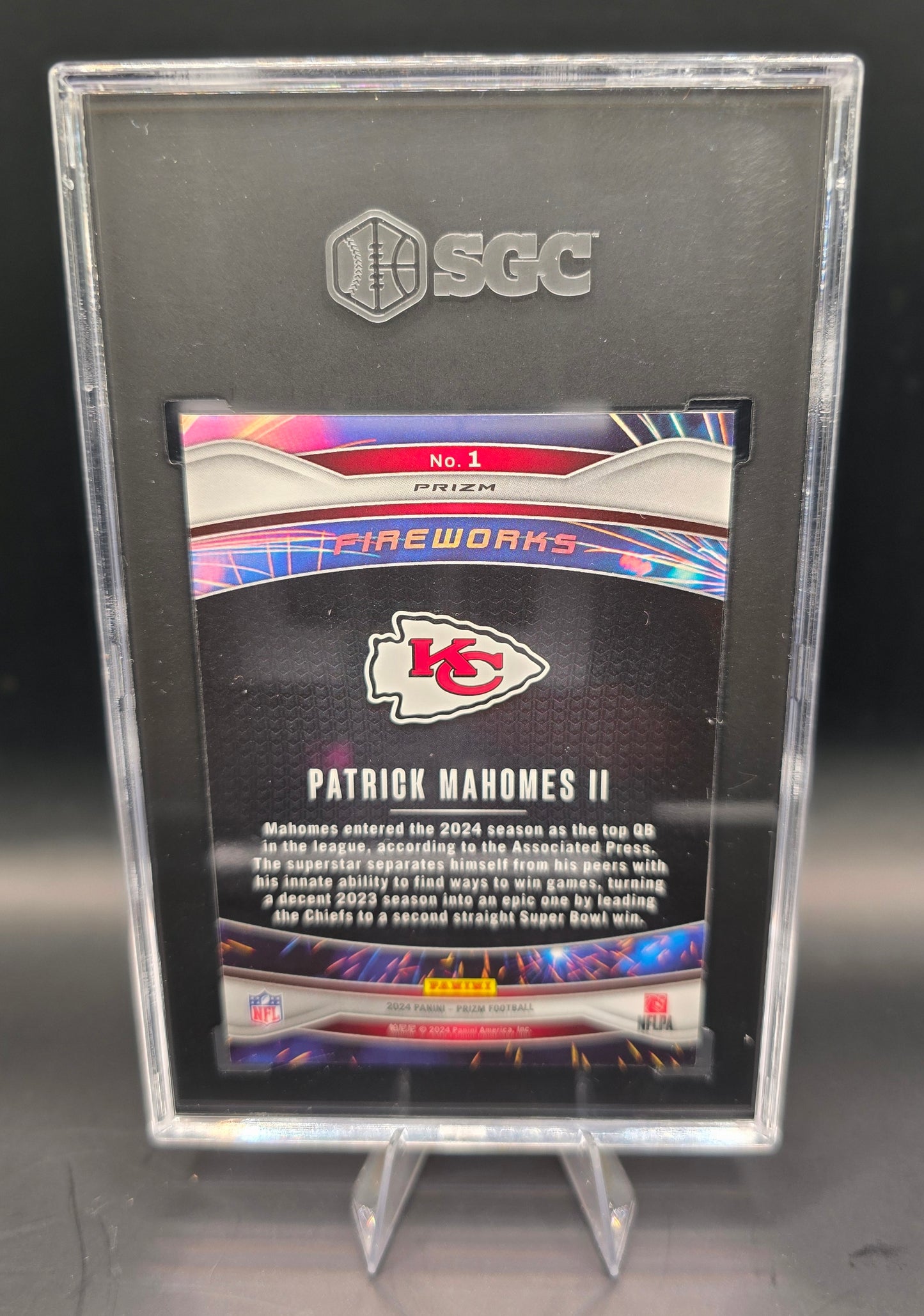 2024 Panini Prizm #1 Patrick Mahomes II Fireworks  Green Prizm SGC 10