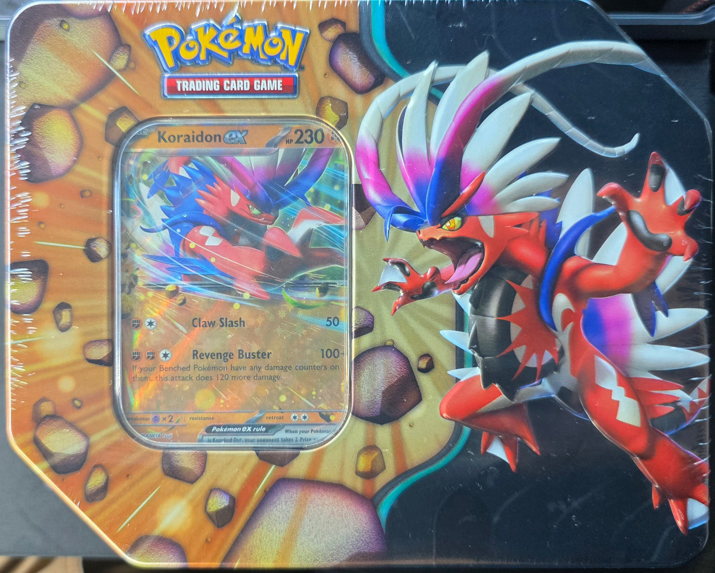 Pokemon TCG: Slashing Legends Tin - Koraidon ex - 5 Packs, Promo Card
