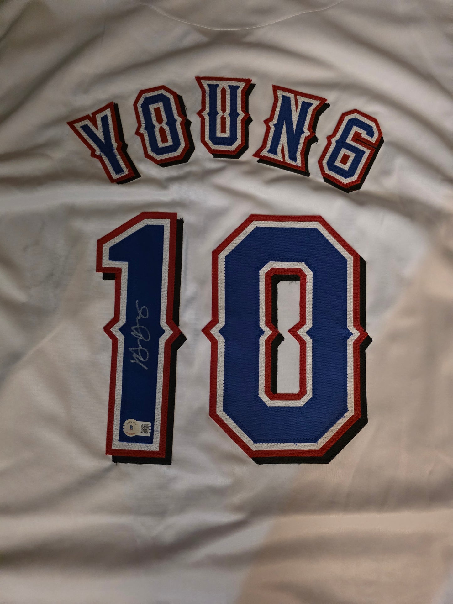 Texas Rangers Michael Young Autograph Jersey Beckett certified