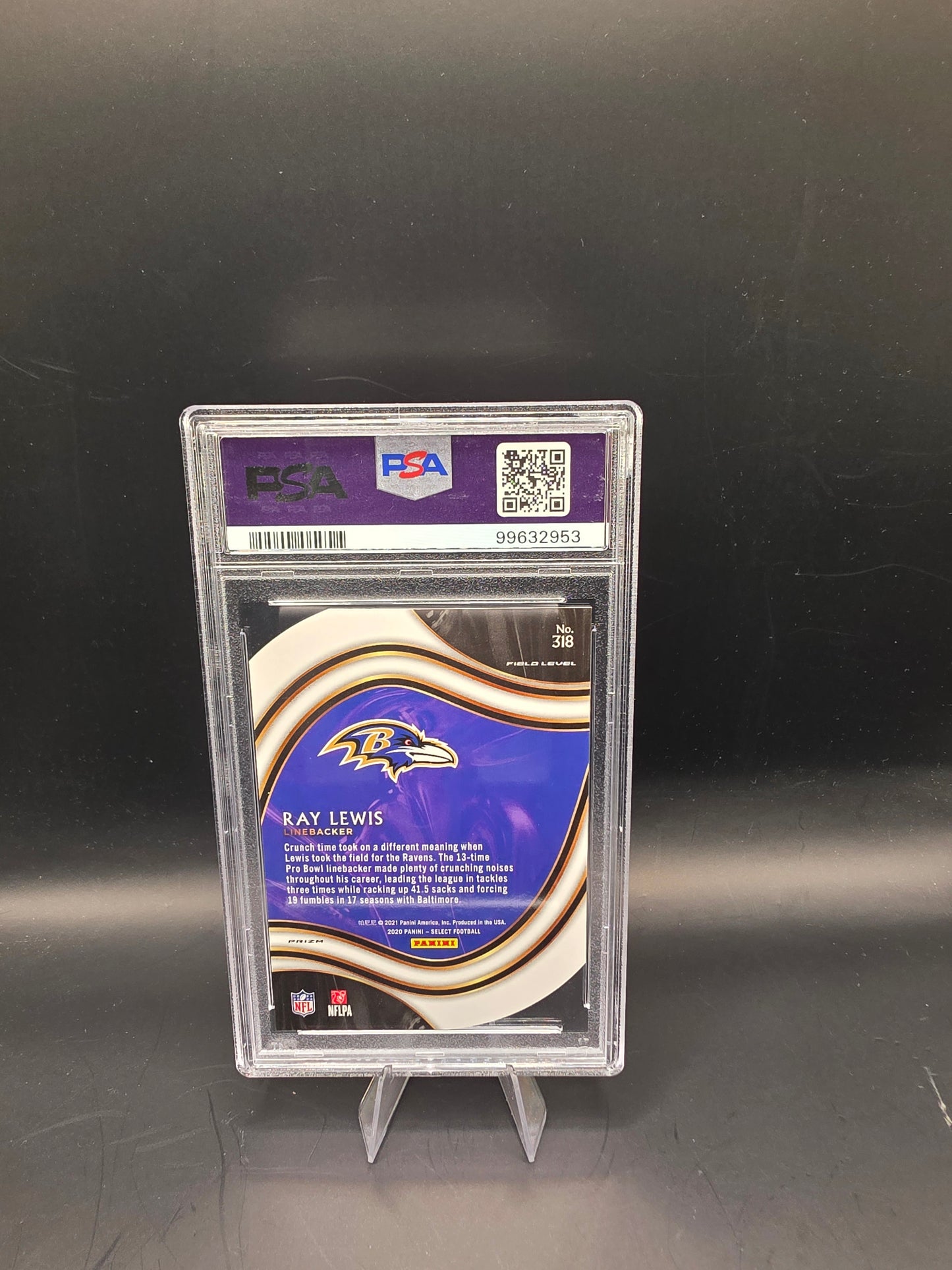 2020 Panini Select Ray Lewis #318 Die-Cut Zebra Prizm PSA GEM MT 10