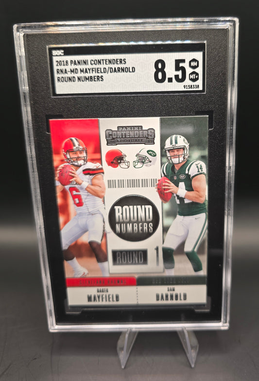 2018 Panini Contenders RNA-MD Mayfield  / Darnold Round Numbers SGC 8.5