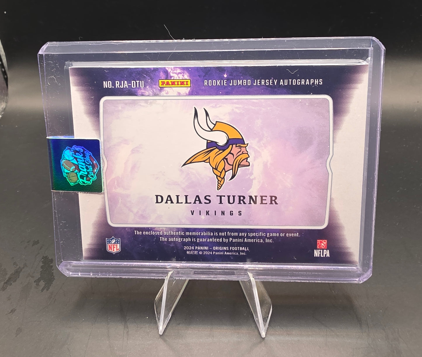 2024 Panini Origins Football Rookie Patch Auto No. RJA-DTU Dallas Turner