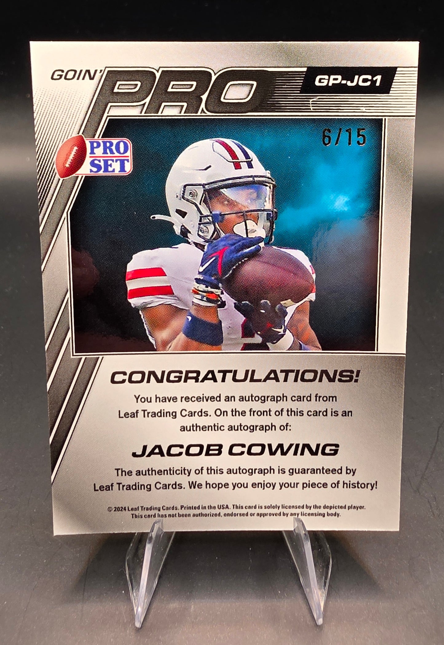 2024 Leaf Goin Pro Jacob Cowing Autograph 6/15 Gold