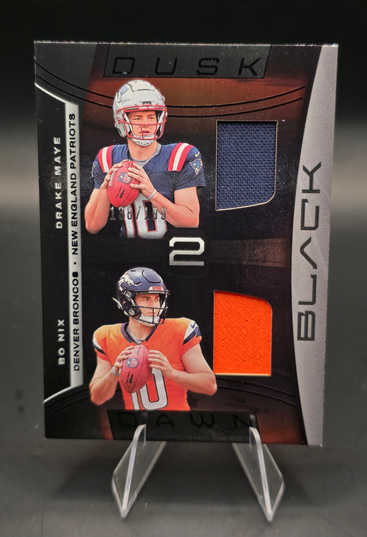 2024 Panini Black Football Drake Maye & Bo Nix Patch Dusk 2 Dawn 138/199