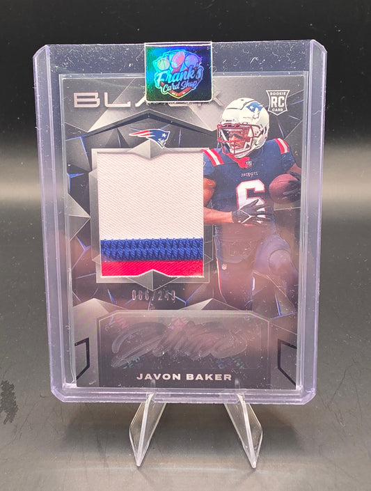 2024 Panini Black Football Rookie Patch Auto Javon Baker 66/249 3 Color Patch
