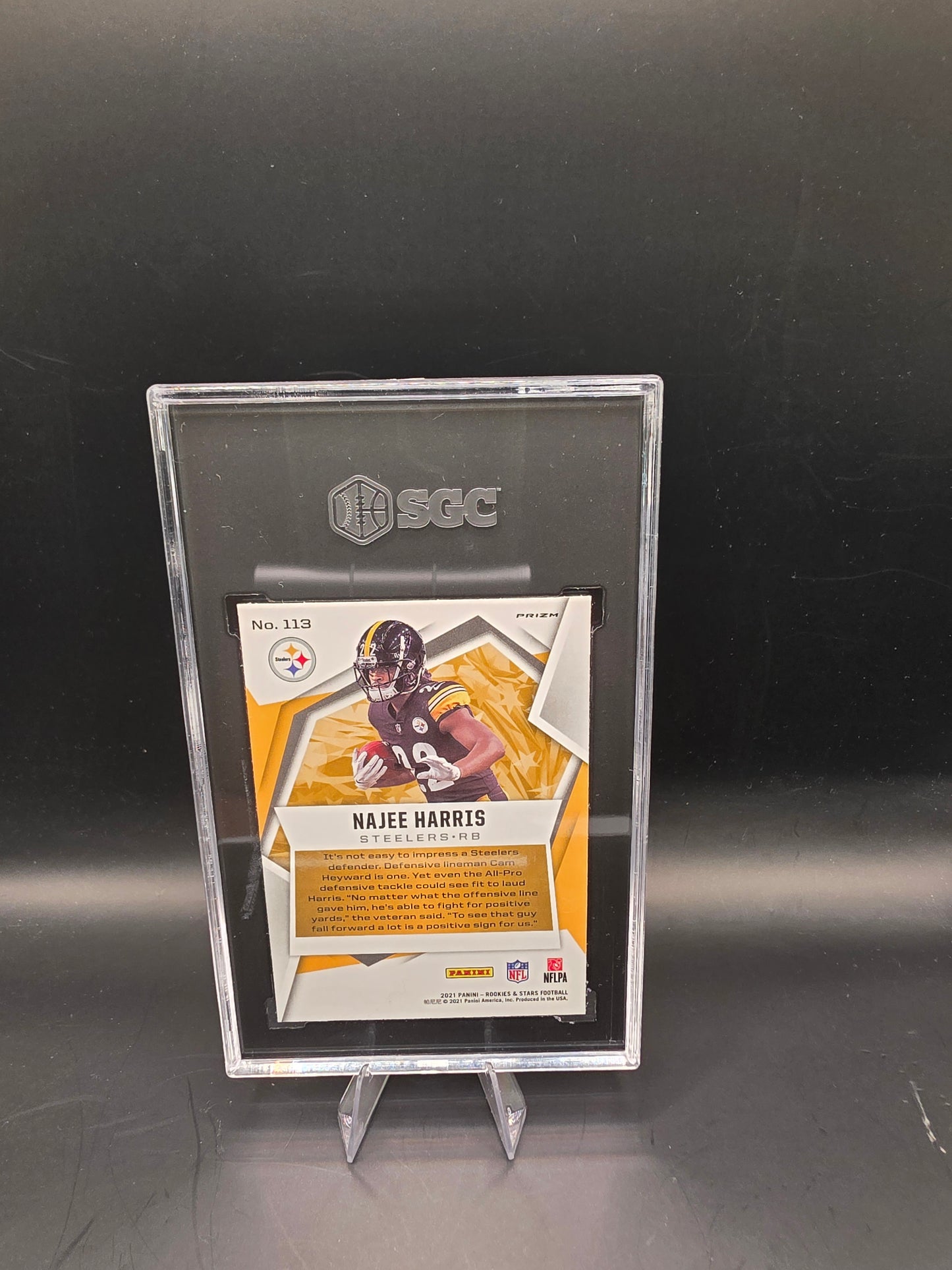 2021 Panini Rookies & Stars Najee Harris #113 RC Pulsar Prizm SGC 8 NM