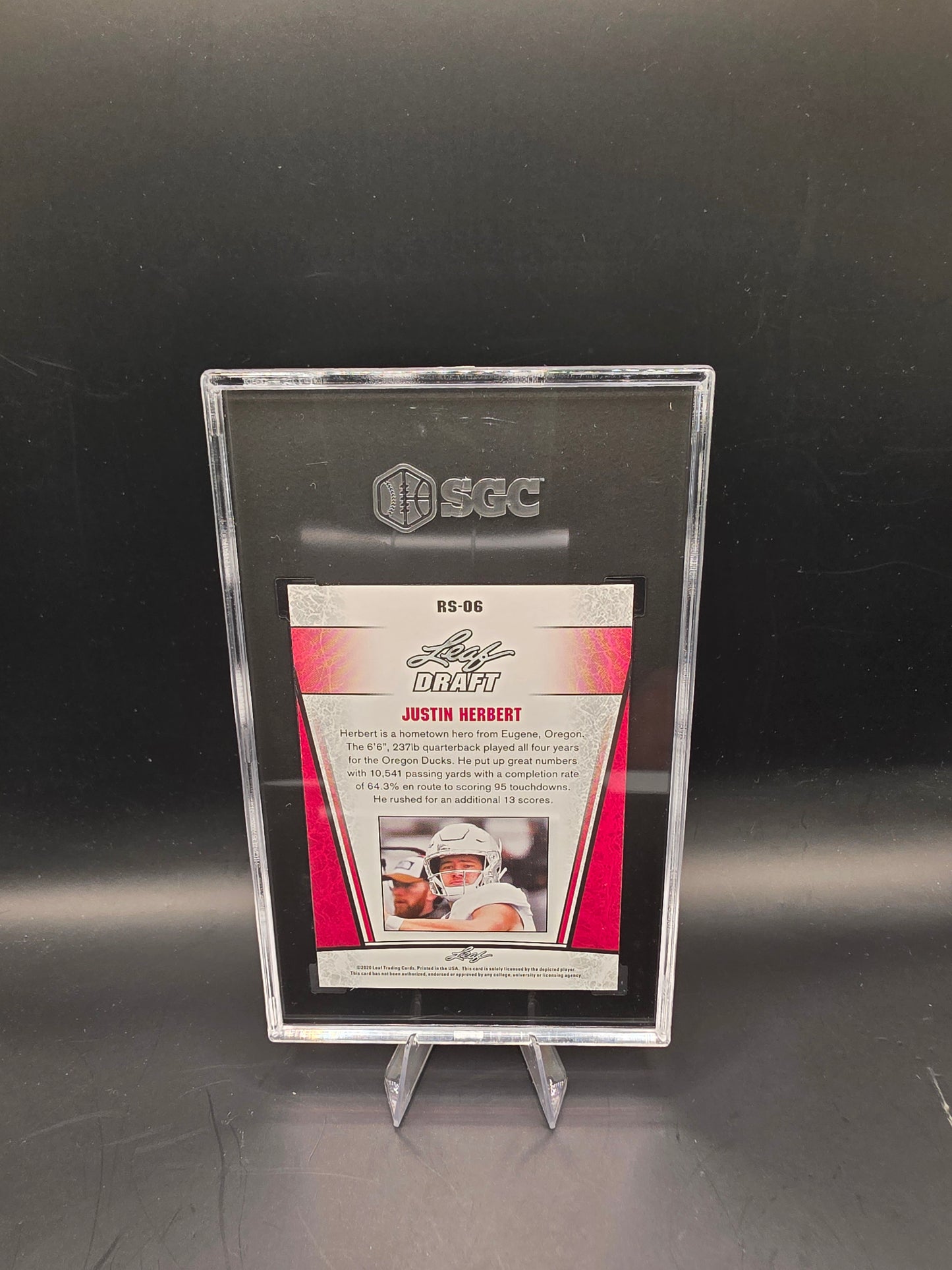 2020 Leaf Draft Justin Herbert RS-06 Rookie Silver SGC GEM MT 10
