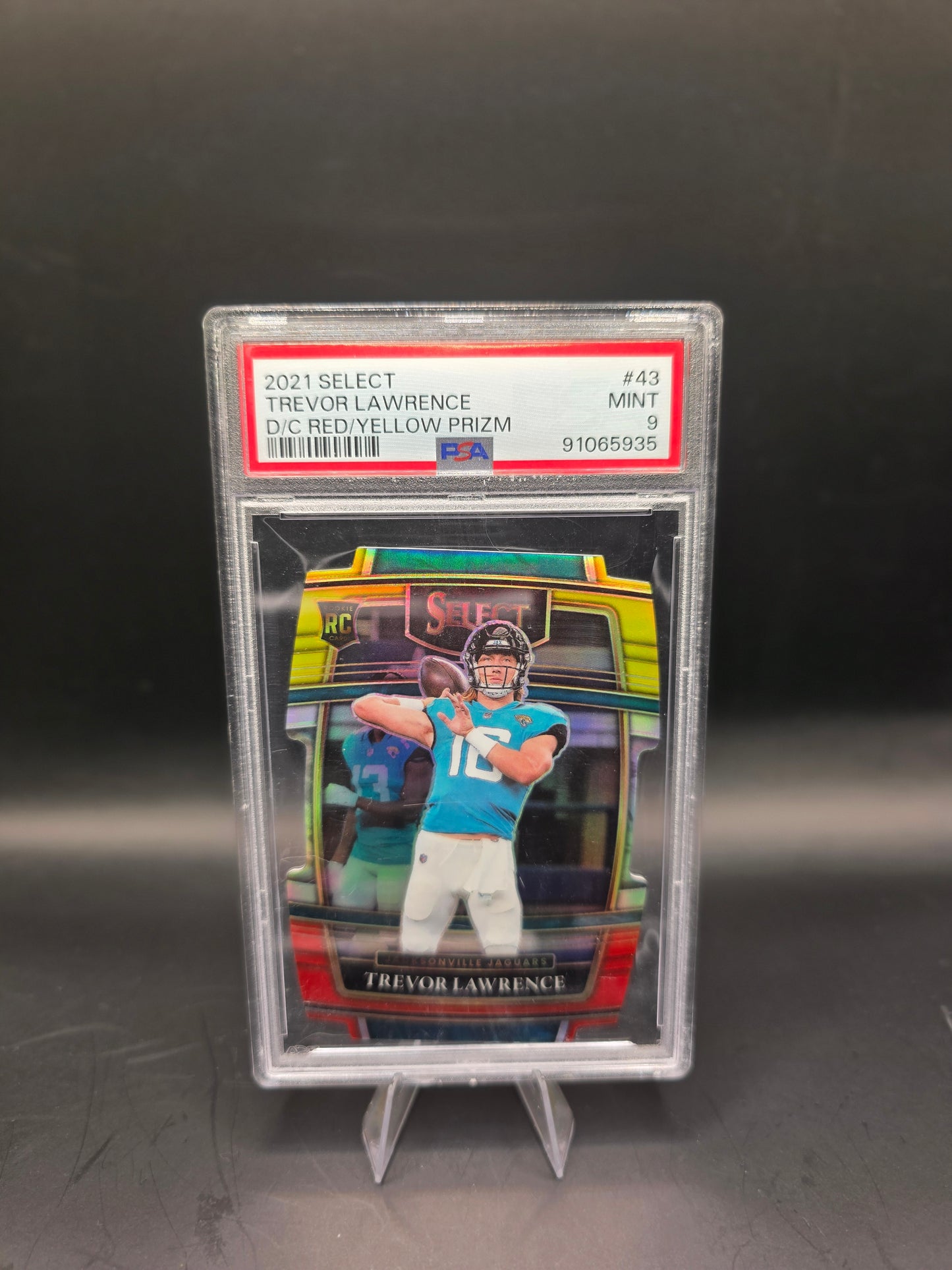 2021 Select Trevor Lawrence Die Cut Red/Yellow Prizm #43 PSA MINT 9