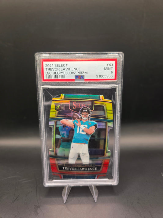 2021 Select Trevor Lawrence Die Cut Red/Yellow Prizm #43 PSA MINT 9