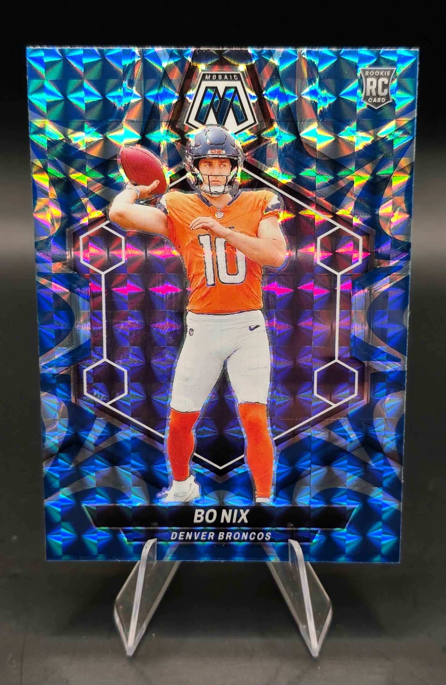2024 Panini Mosaic #312 Bo Nix Reactive Blue Prizm RC