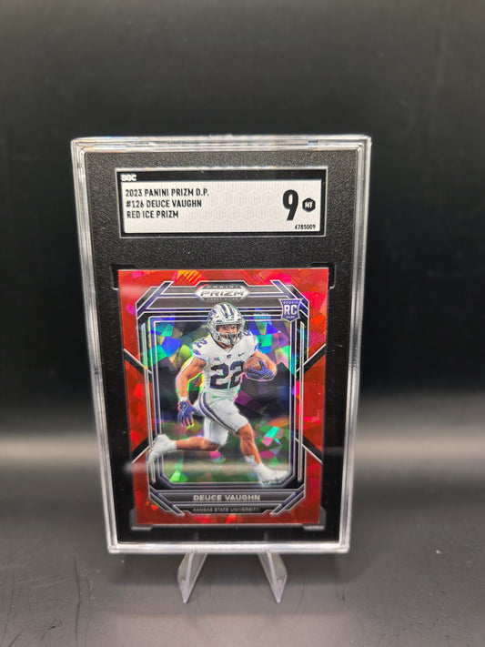 2023 Panini Prizm Draft Picks #126 Deuce Vaughn Red Ice Prizm SGC 9
