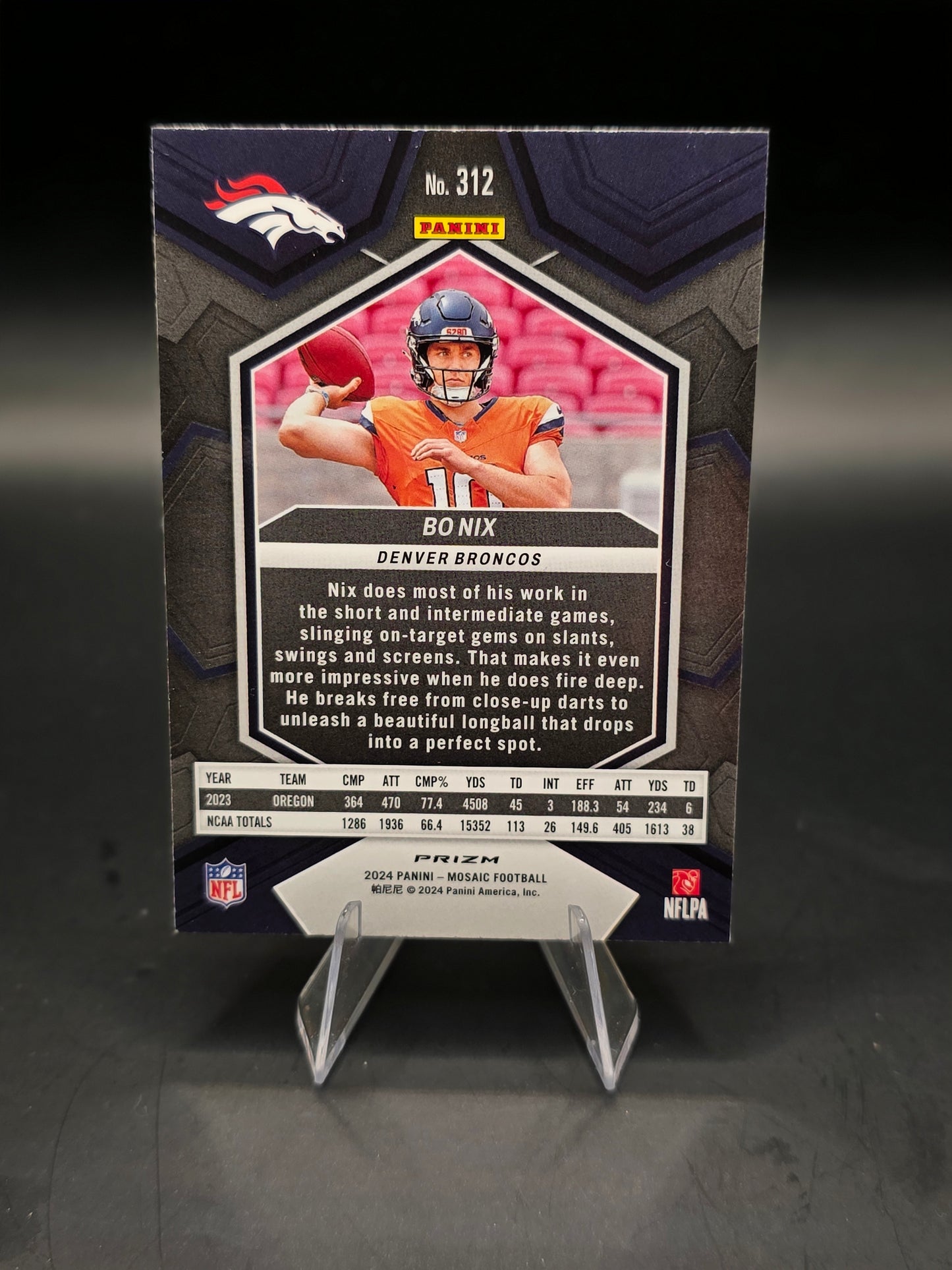 2024 Panini Mosaic #312 Bo Nix Reactive Blue Prizm RC