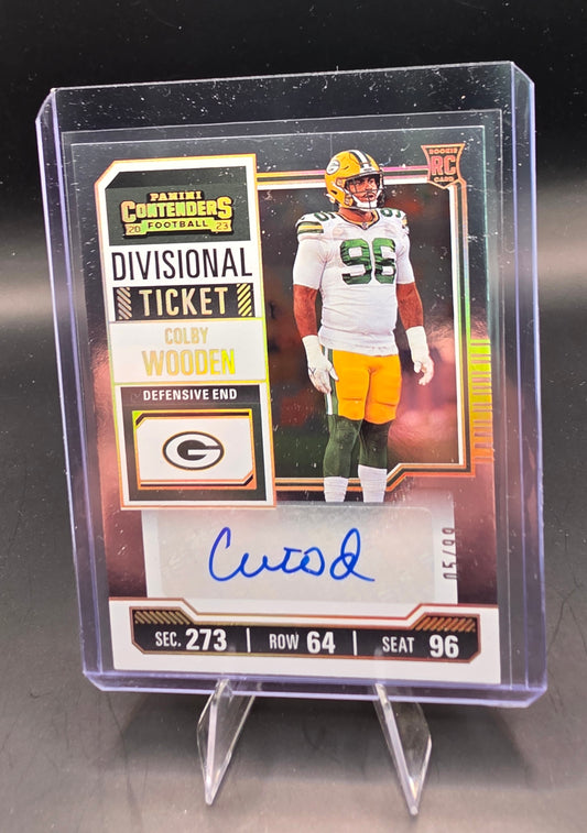 2023 Panini Contenders Football Divisional Ticket Colby Wooden Autograph 05/99