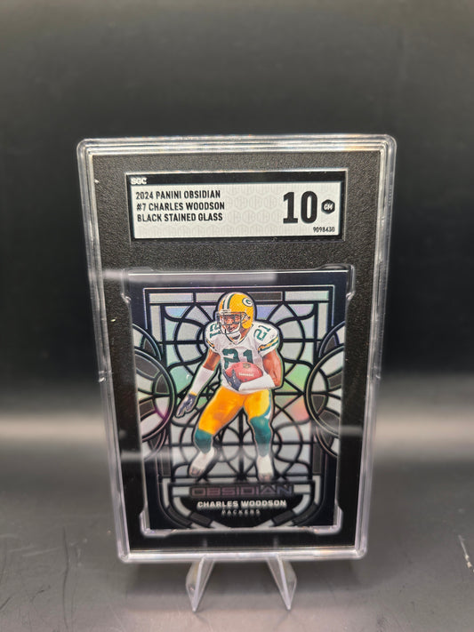 2024 Panini Obsidian #7 Charles Woodson Black Stained Glass SGC 10 GM