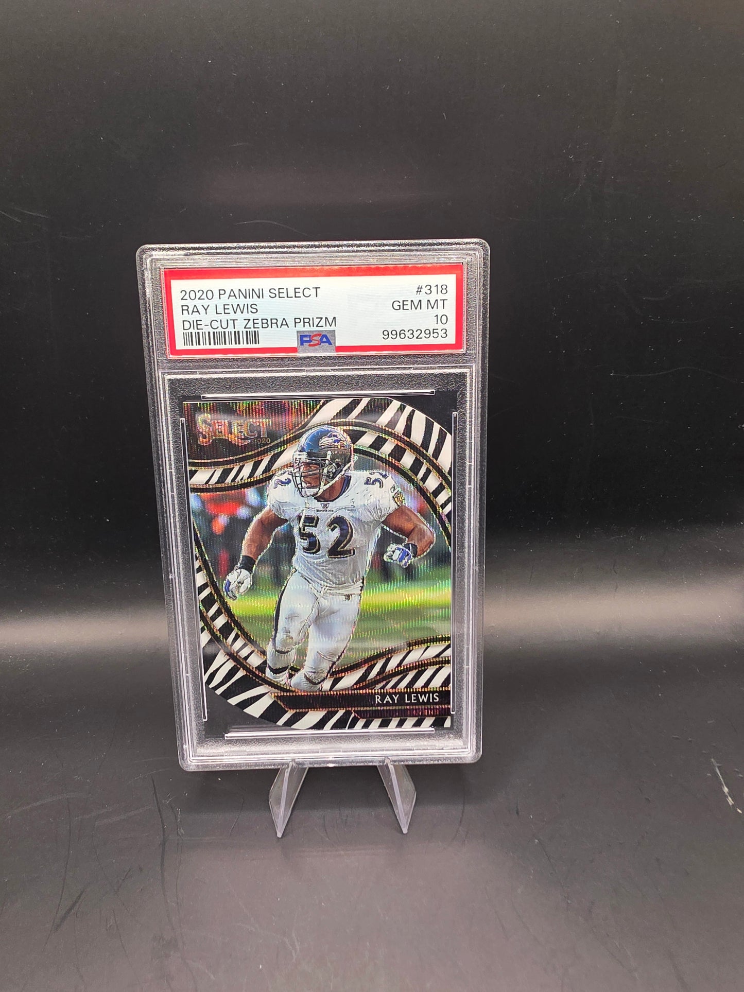 2020 Panini Select Ray Lewis #318 Die-Cut Zebra Prizm PSA GEM MT 10