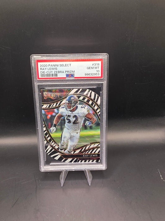 2020 Panini Select Ray Lewis #318 Die-Cut Zebra Prizm PSA GEM MT 10
