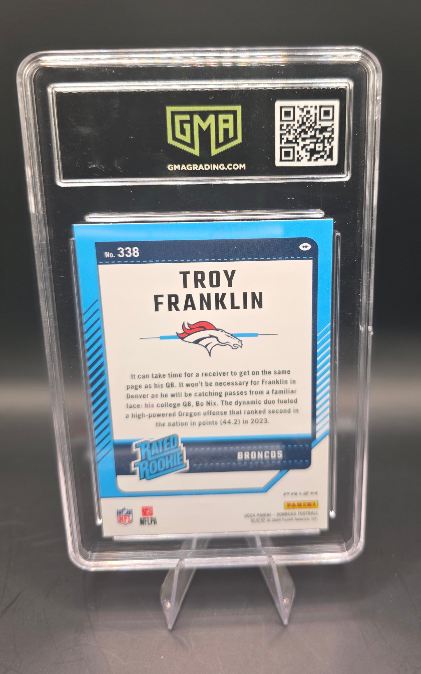 2024 Donruss Troy Franklin #338 Optic Rated Rookie Preview Pink Prizm GMA GEM MT 10