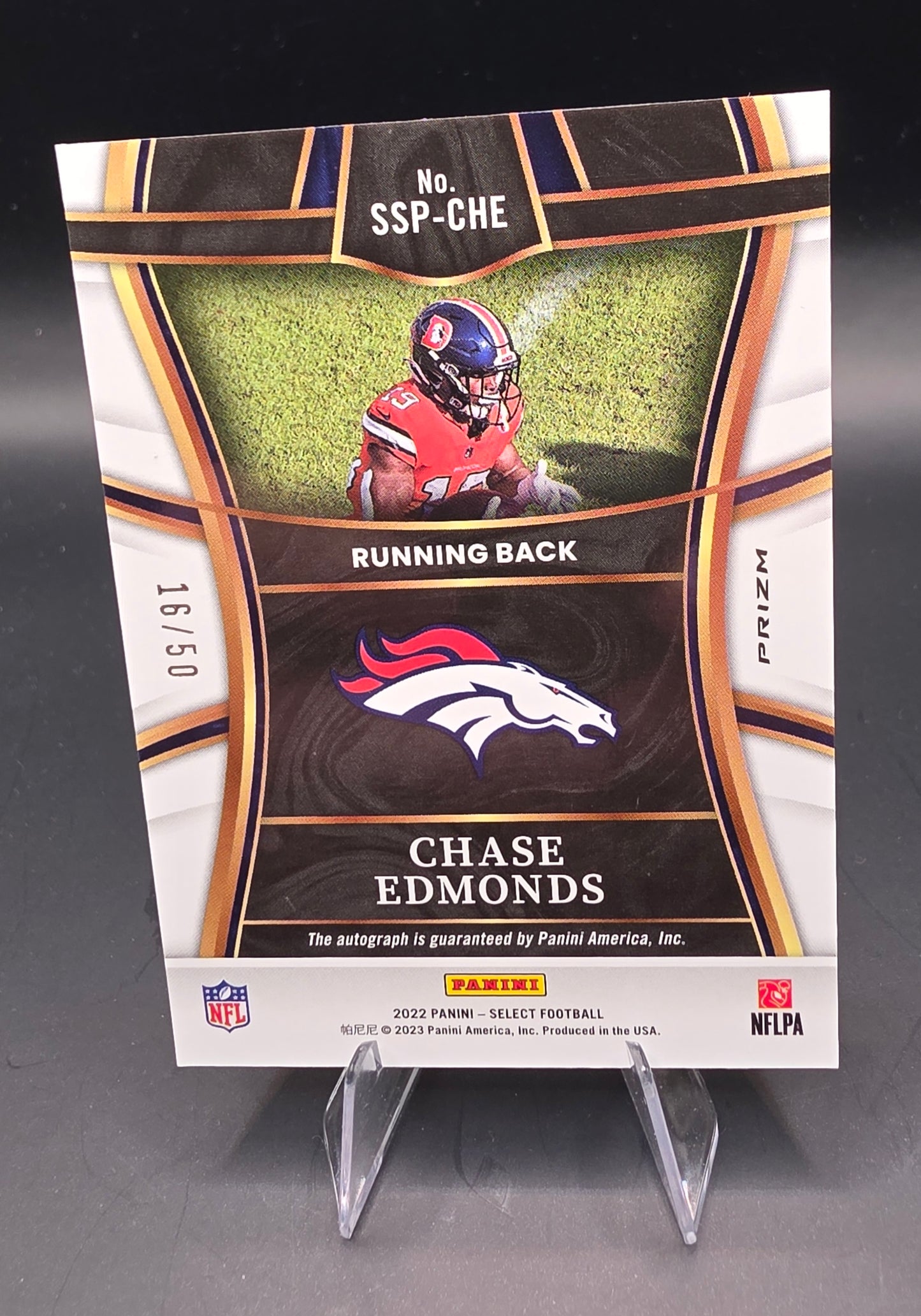 2022 Panini Select Football Chase Edmonds Select Signatures Auto 16/50 Silver