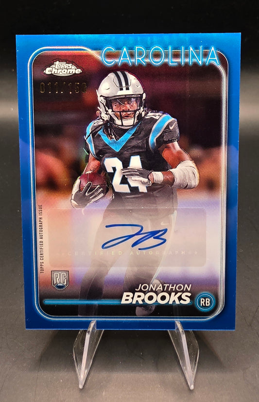 2024 Topps Chrome Blue Jonathon Brooks Rookie Autograph 11/150 Gold