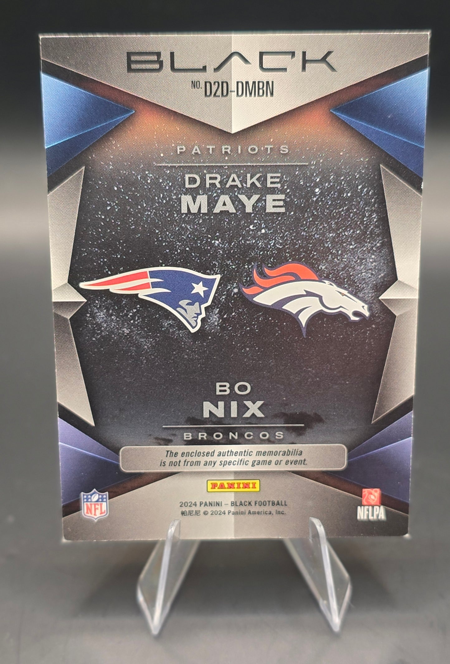 2024 Panini Black Football Drake Maye & Bo Nix Patch Dusk 2 Dawn 138/199