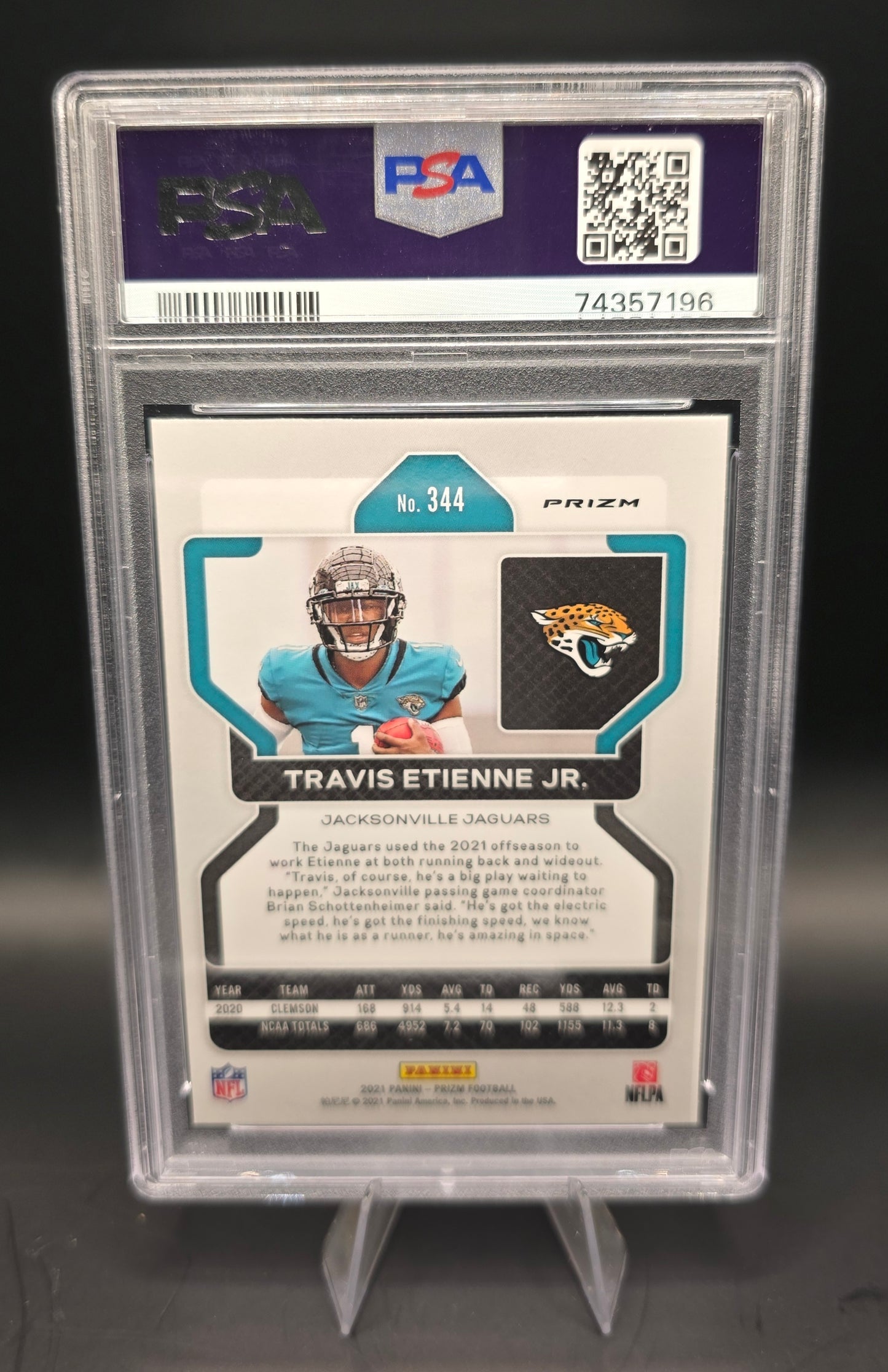 2021 Prizm Travis Etienne JR Disco Prizm #344 PSA GEM MT 10