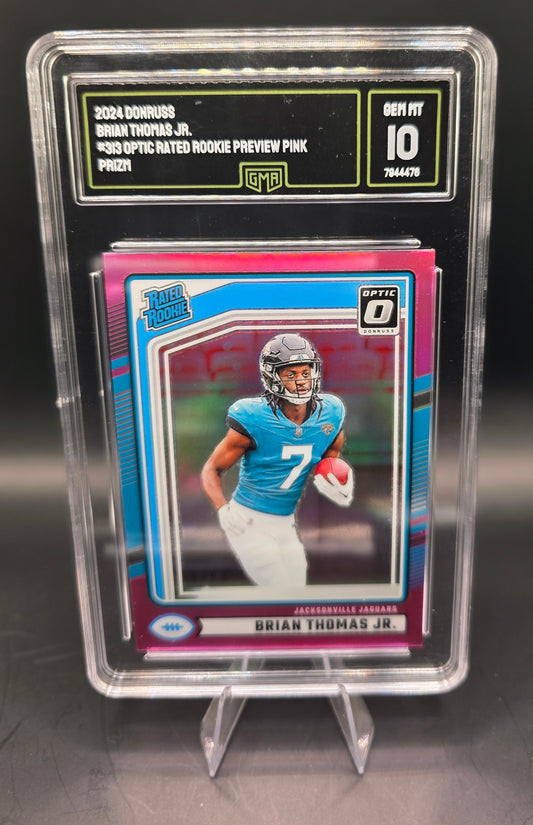 2024 Donruss Brian Thomas JR #313 Optic Rated Rookie Preview Pink Prizm GMA GEM MT 10