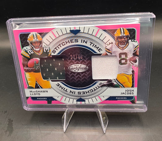 2024 Panini Certified Football Stitches In Time Dual Patch No.SITD-MLD-JJS Marshawn Lloyd and Josh Jacobs 31/49