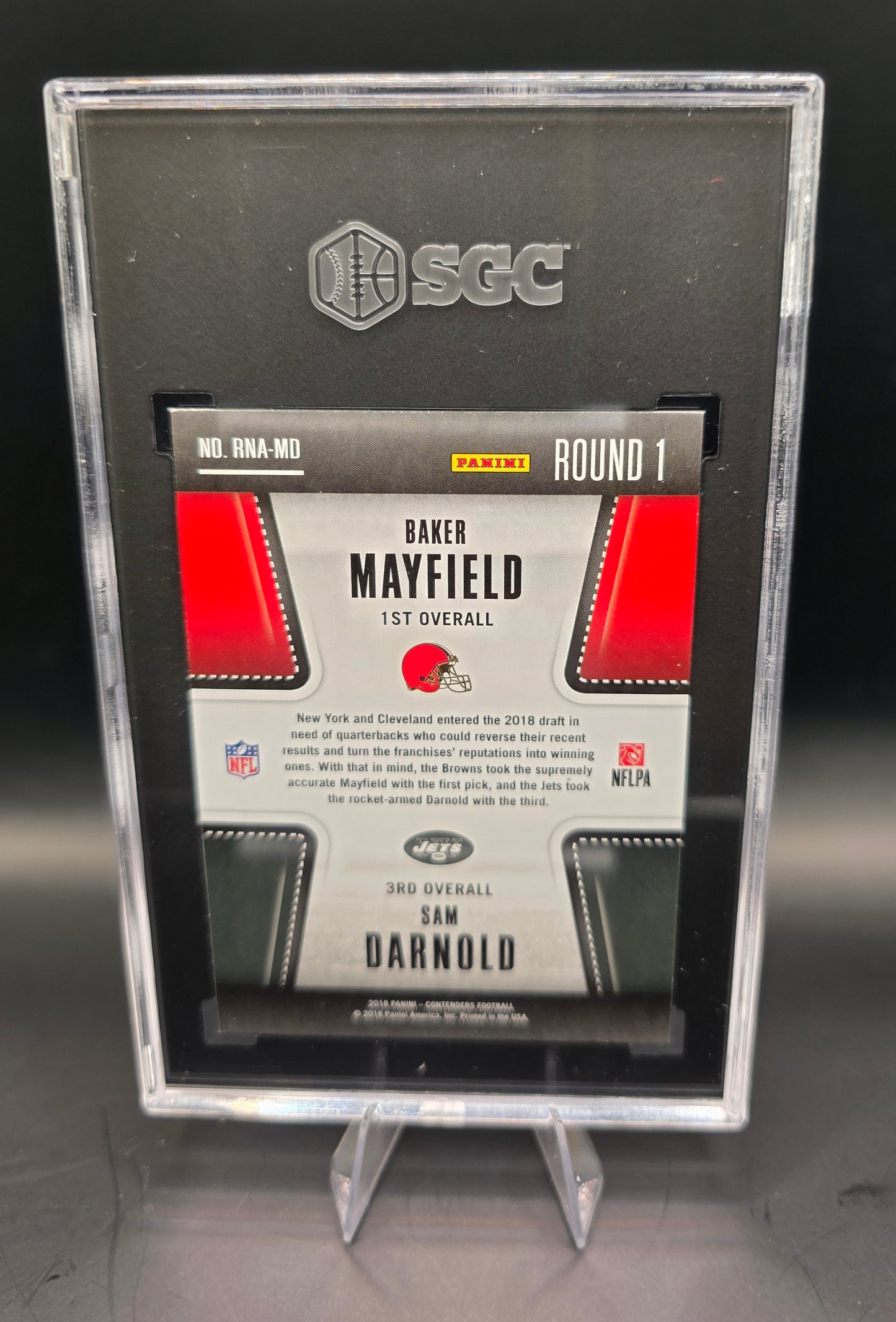 2018 Panini Contenders RNA-MD Mayfield  / Darnold Round Numbers SGC 8.5